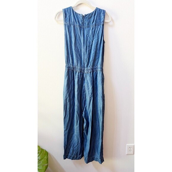 Talbots Jumpsuit Sz 10 Womens Blue Chambray Wide Leg Sleeveless Pants Ret $129 - Picture 10 of 12